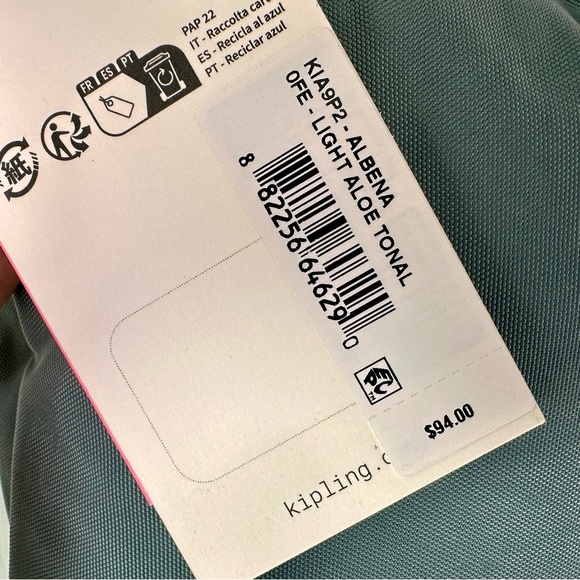 Kipling Crossbody Bag Teal Color Water-Repellent Nylon - Picture 13 of 14